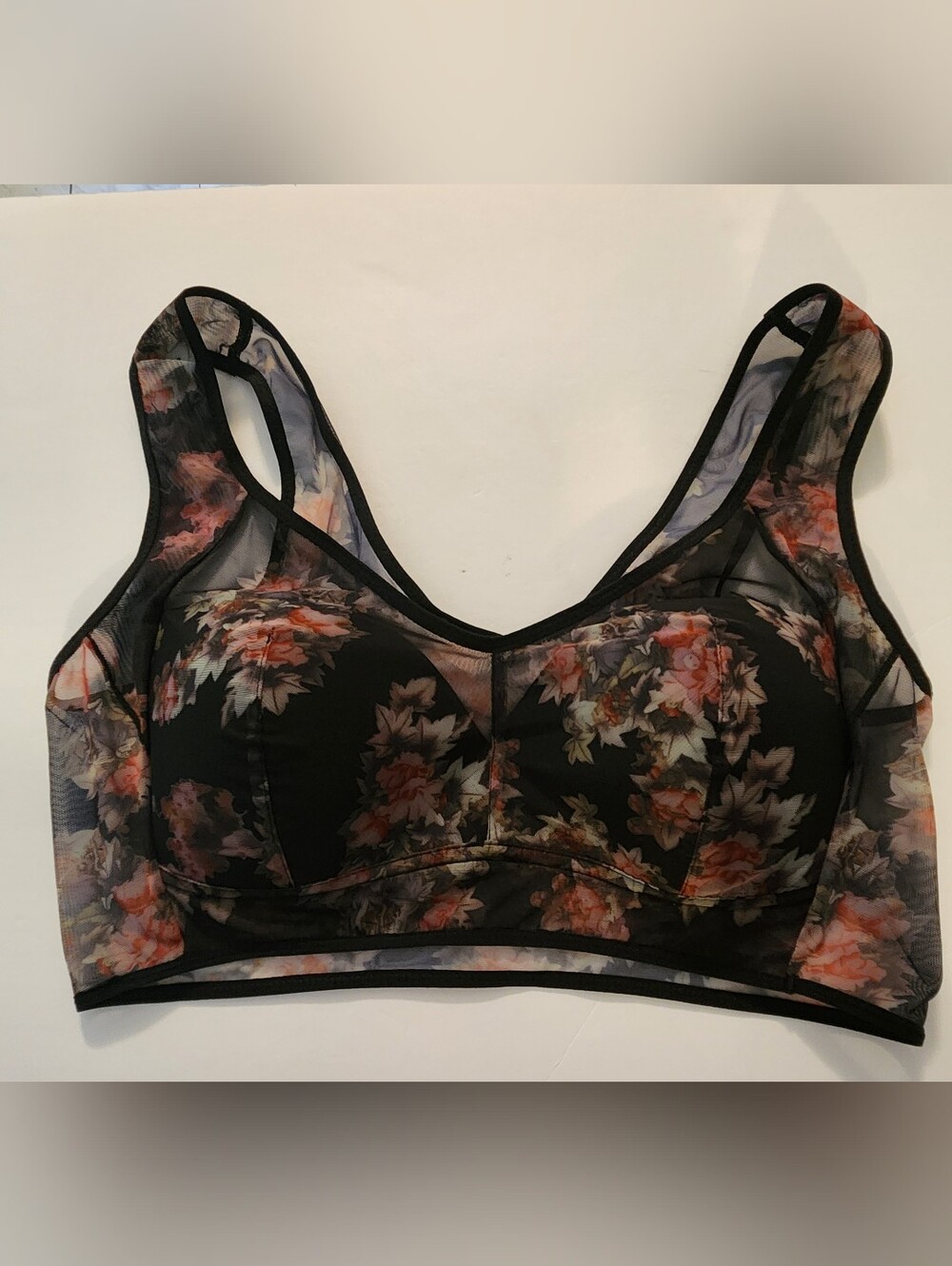 Floral Mesh Bralette in Black and Rose - Women’s Intimates
